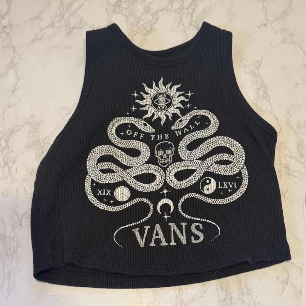 Vans Black Sleeveless Top with Graphic Print